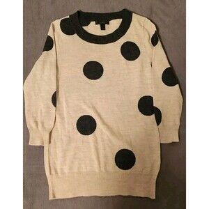 J.Crew Tippi Merino Wool 3/4 Sleeve Crew Neck Sweater Polka Dot Size XXS Soft